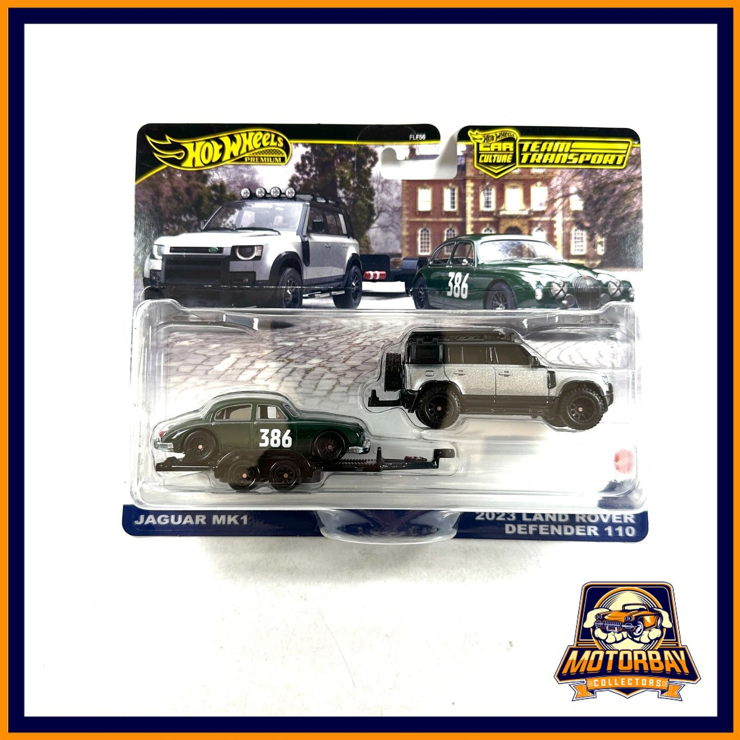 Hot Wheels 1/64 Team Transport Jaguar MK1 & 2023 Land Rover Defender 110