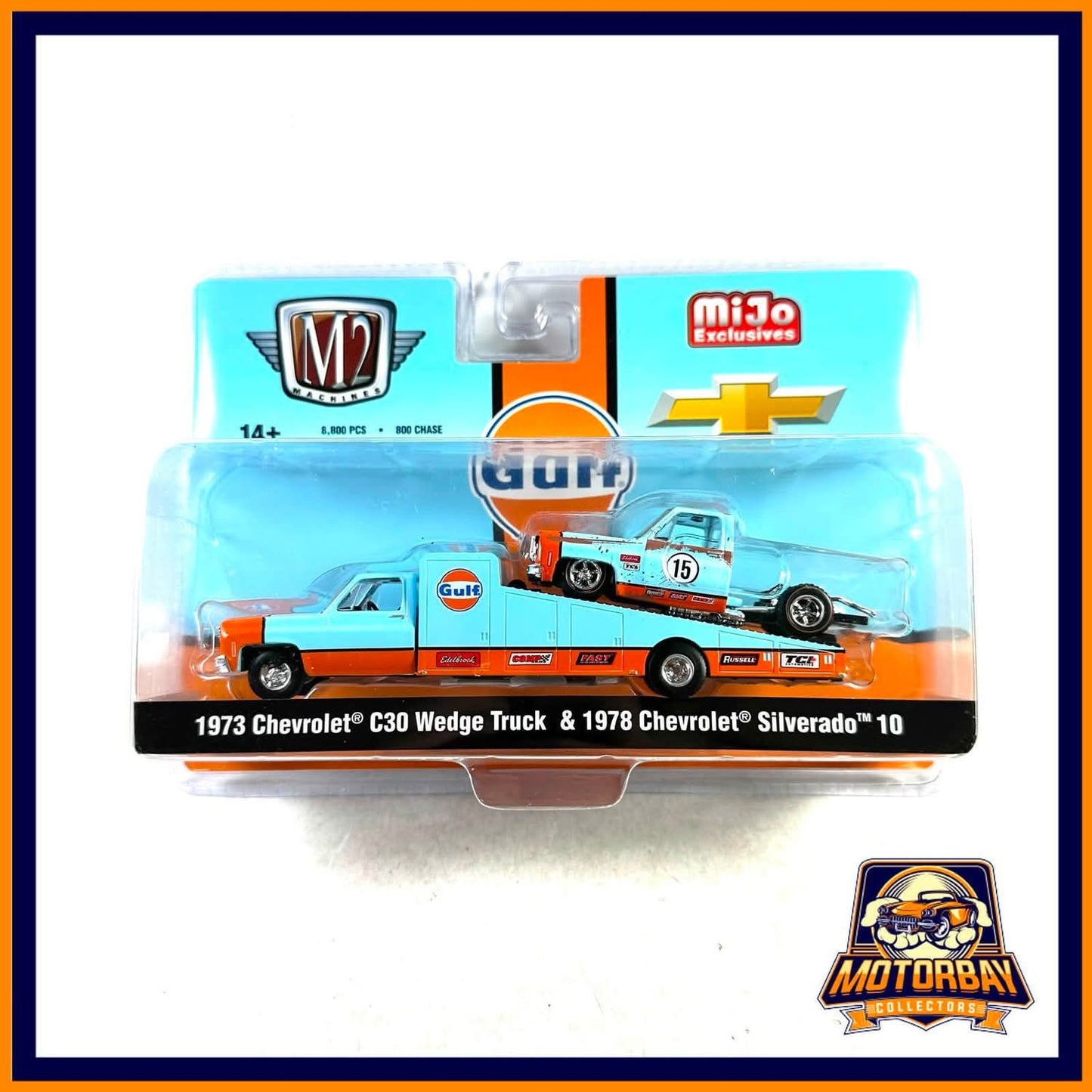 M2 1/64 Gulf camabaja Chevrolet c30 y Chevy silverado