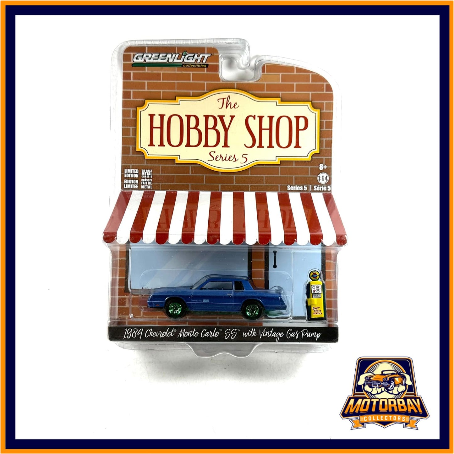 Greenlight 1/64 1984 Chevrolet Monte Carlo SS & Vintage Gas Pump