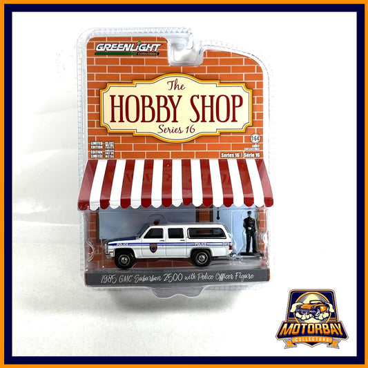 Greenlight 1/64 1985 GMC Suburban 2500 & Police Officer Figure