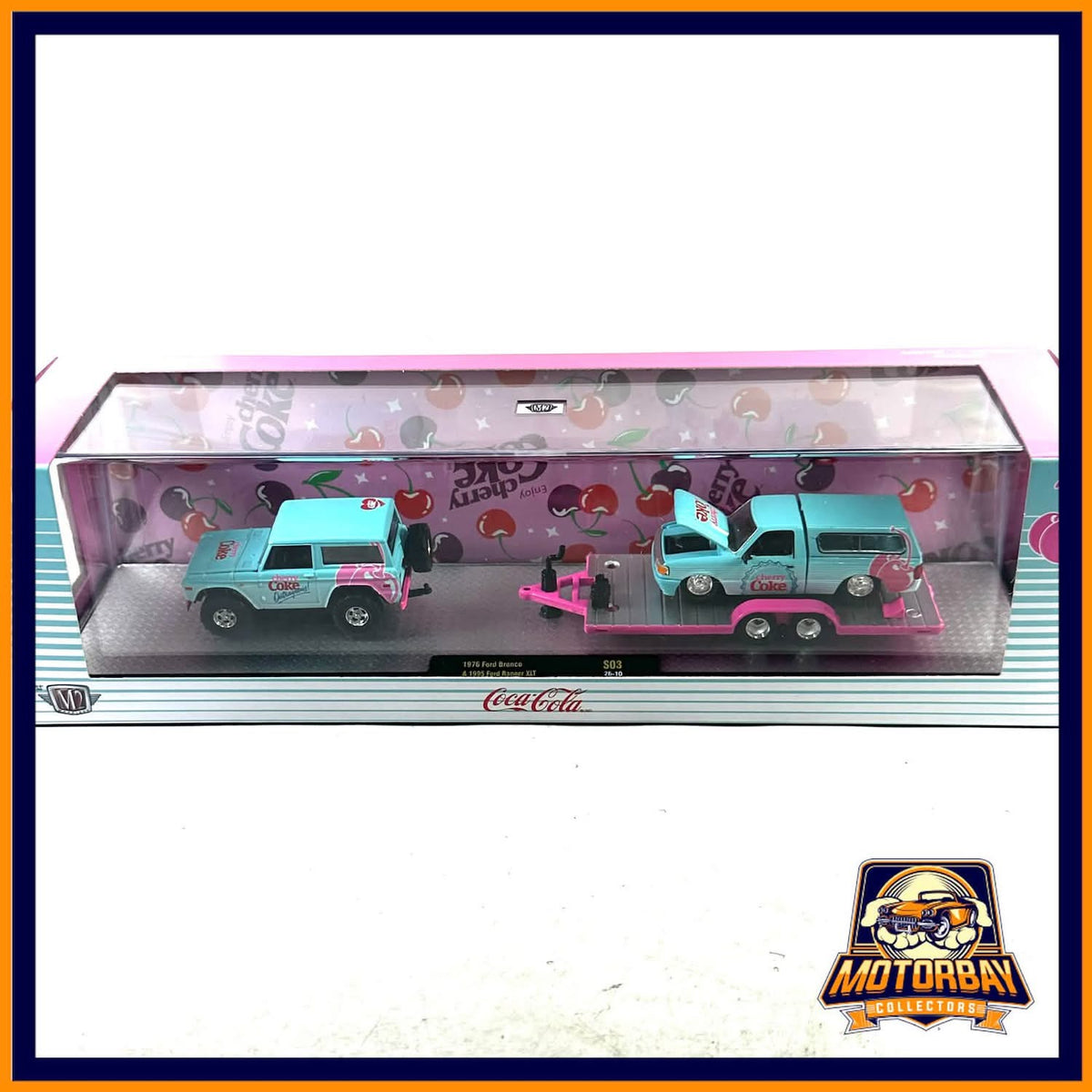 M2 1/64 auto hauler set ford bronco / ranger Coca Cola