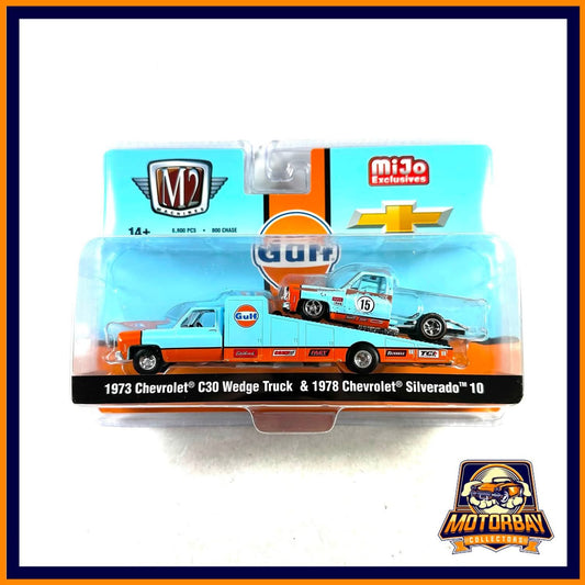M2 1/64 Gulf camabaja Chevrolet c30 y Chevy silverado