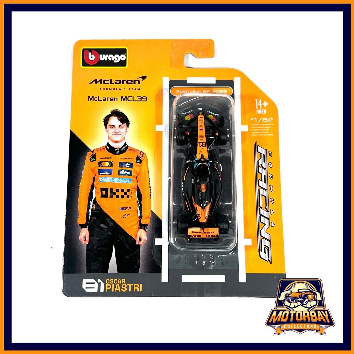 Burago 1/64 Oscar Piastri Mclaren MCL39 Formula 1 Team
