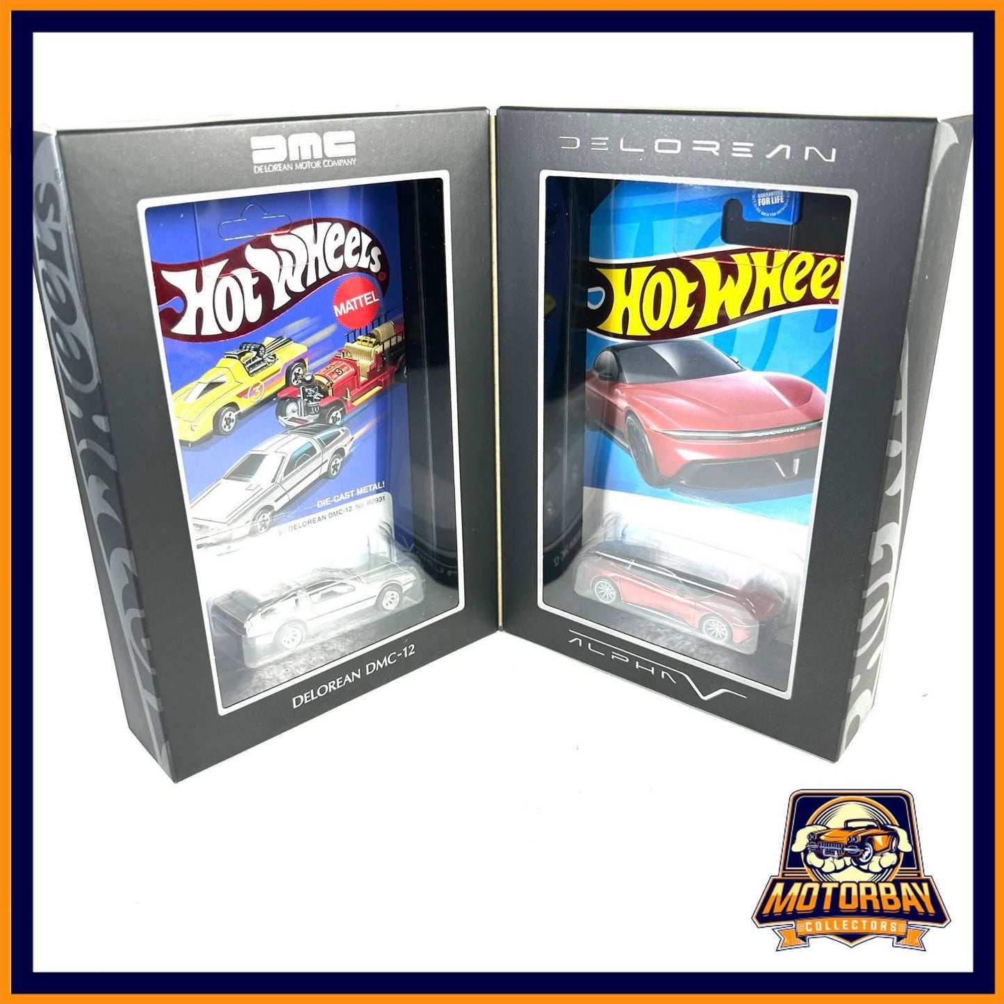 Hot Wheels 1/64 Delorean DMC - 12 & Delorean Alphas Incluye caja exterior
